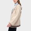Fila Fusion Retro College Fashion Versatile V-Neck Knit Sweater Women Tops Milk-Beige T11W433403FBG