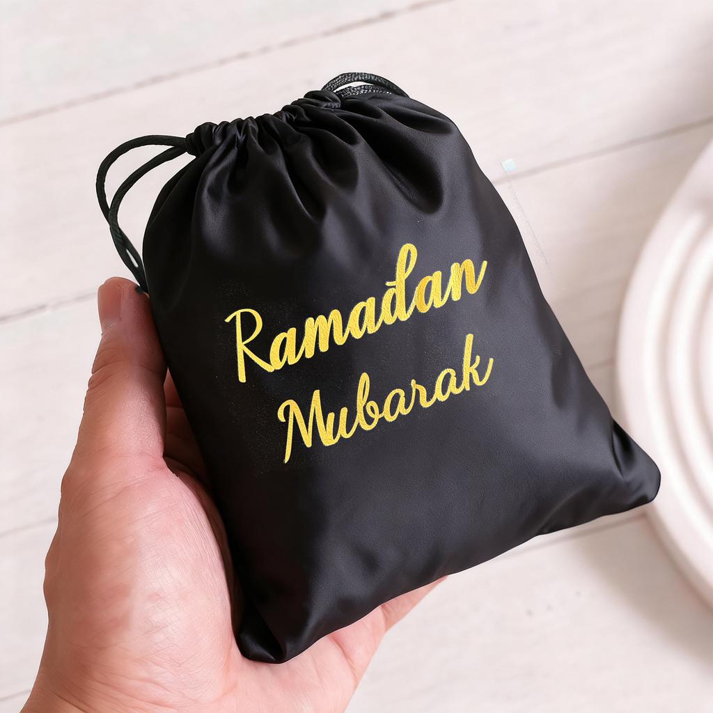 5pcs/1PC 23*17CM Eid Mubarak Velvet Drawstring Gift Bags Ramadan Decorations Gift Bags Ramadan Kareem Party Drawstring Gift Bags
