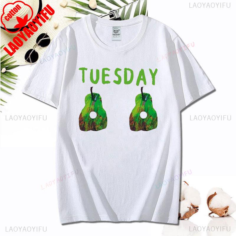 Tričko Unisex Hladová housenka Vtipné Tričko s potiskem pro milovníky knih Hladová housenka Ovoce Tričko Topy