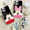 M-Minnie M-Mickey Silver Gradient Pleated Water Ripple Phone Case for IPhone 17 16 15 14 13 12 11 Pro Max