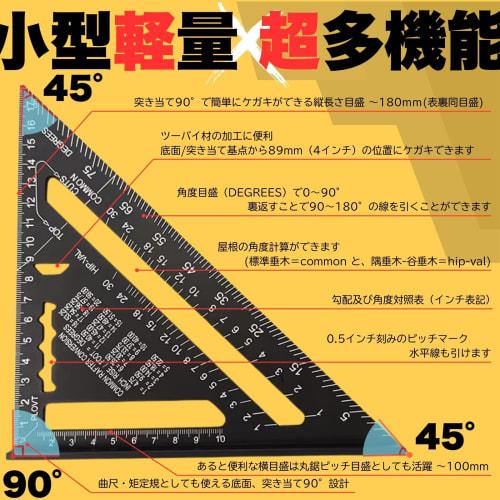 ITOCCA Circular Saw Guide, Triangle Ruler, Square, Lightweight Aluminum, 18cm [Double-Sided Circular Saw Guide] Full Square with Double-Sided Graduati