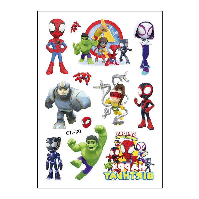 6Pcs Spiderman And His Amazing Friends Tattoo Stickers Waterproof Sticker Funny Kids Girls Christmas Birthday Gift Reward Toy