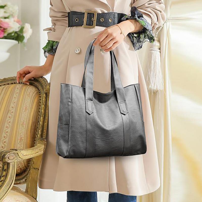 Retro Tragetasche aus weichem Leder Neue PU Handtasche mit hoher Kapazität für Pendler Europäischer und amerikanischer Trend Einfache und vielseitige Mode-Schultertasche