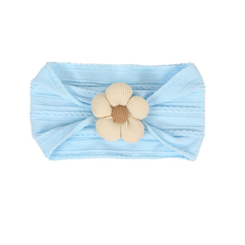 Children's Nylon Headband with Handmade Flowers - Wide, High Elasticity, Soft Jacquard Fabric