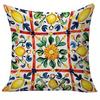 1/4pcs 2D Flat- Bohemian Sicilian Lemon Floral Throw Pillow Cover Home farmhouse outdoor decoration cushion cover