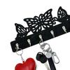 Coat Hook with 6 Metal Hooks Wall Mounting Nail-Free Hooks Butterfly Hollow Design Storage Rack for Keys Bags Small Items