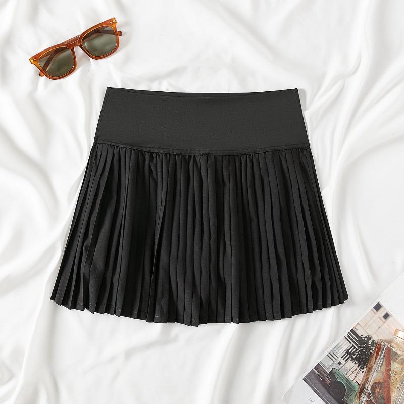 New pleated yoga high waist anti-light tennis skirt solid color badminton golf skirt