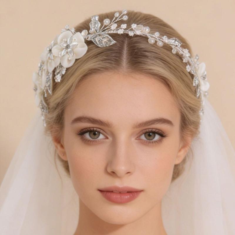 Elegant Asymmetric Snowflake Bridal Tiaras Made Of Copper Alloy With Simulated Pearls For Special Occasions