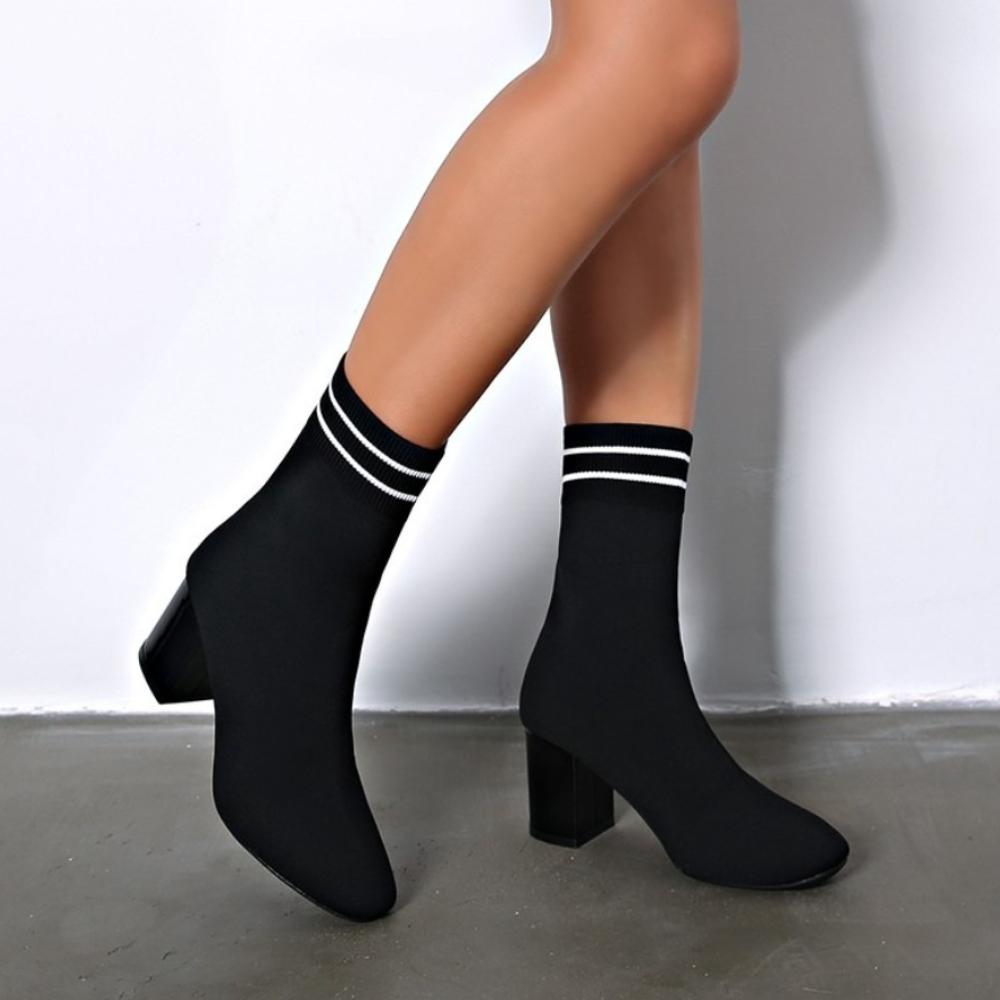 Fashion New Round Toe Sexy Cloth Mid-tube Boots for Winter Comfortable Elegant Large Size Walking Boots for Women