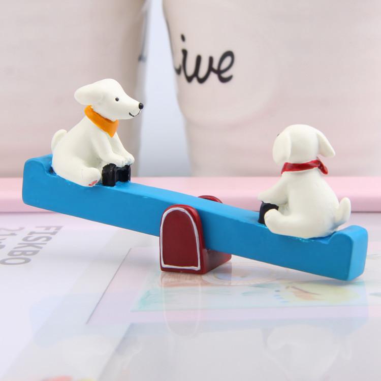 Resin Decor Garden Cartoon Puppy Seesaw Ornament For Kids Home And Use Gifts