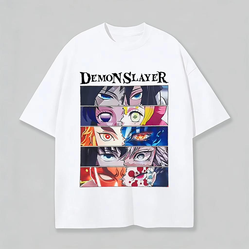 2026 Unisex's Demon Slayer Anime T-Shirt Black Cotton Multi-Eye Character Graphic Short Sleeve Tee for Otaku Casual Daily Campus