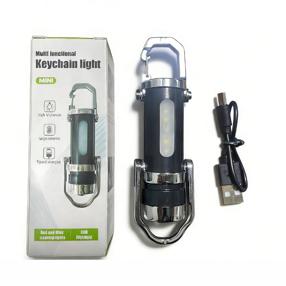 Rechargeable Mini EDC Keychain Flashlights Multifunctional Work Lights Portable Emergency Light for Walking Searching Hiking