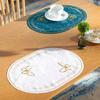 Linen Placemat Embroidery Butterflies Pattern Oval Heat-Resistant Stain-resistant Placemat Dining Accessories
