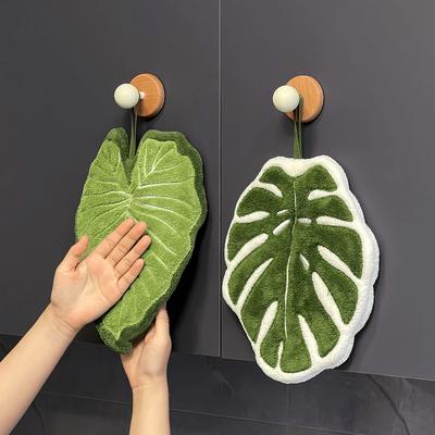 Leaf-Shaped Microfiber Creative Bathroom Towel | Hangable, Absorbent Towel for Bathroom, Dining, Kitchen