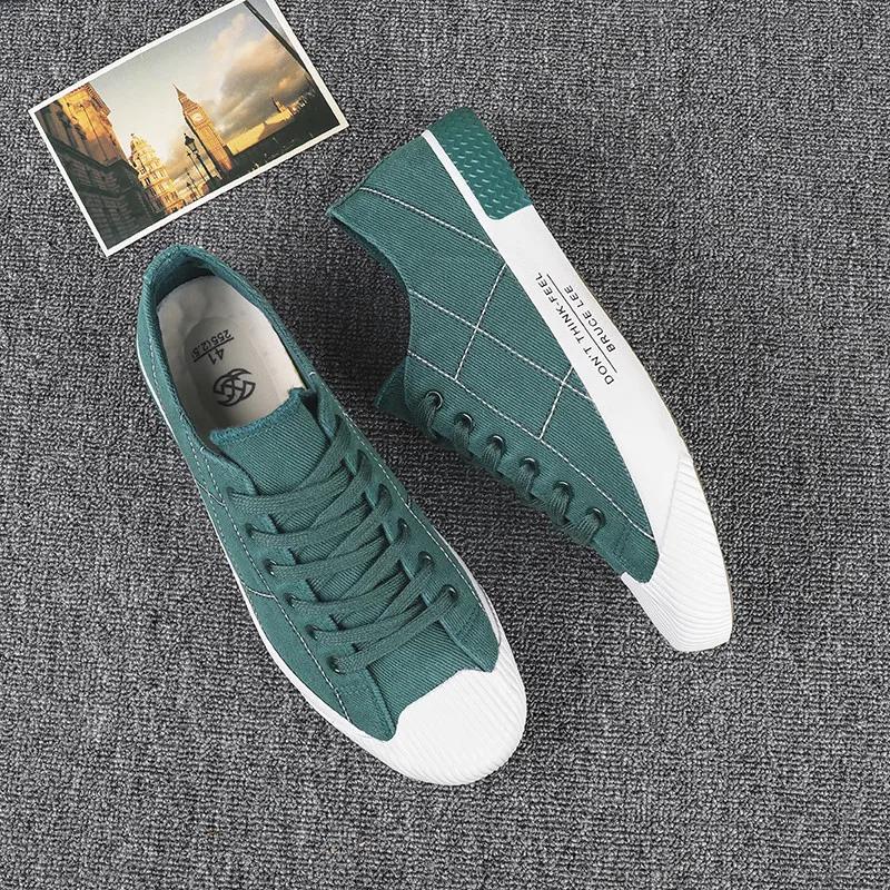 Men's Green Canvas Shoes Harajuku Breathable Casual Mens Shoes Summer Lightweight Vulcanized man Sneakers Men Espadrilles