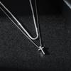 European & American Silver Double Layer Bead Cross Necklace - Minimalist Luxury Jewelry