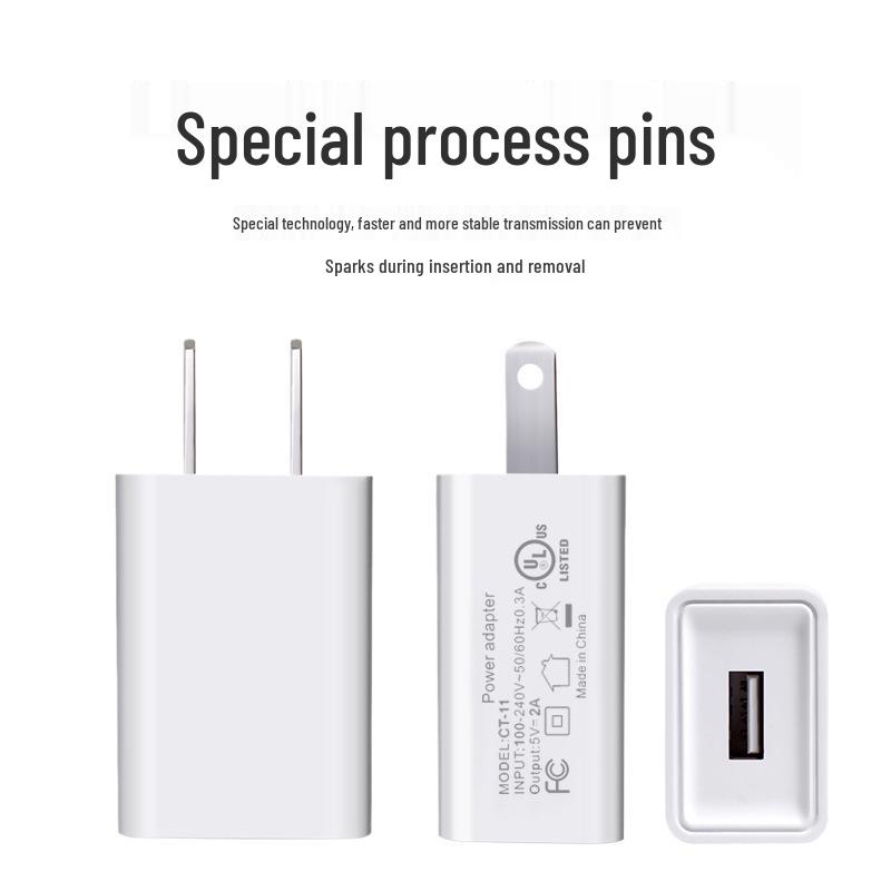 5V 2A USB Charger with US Plug, CE/FCC Certified, Customizable with Laser-Engraved Logo