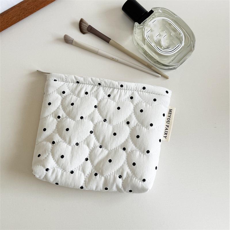 Quilted Dot Makeup Bag for Women Girl Small Large Lipstick Brush Cosmetic Pouch Case Portable Mini Wallet Coin Purse Bags