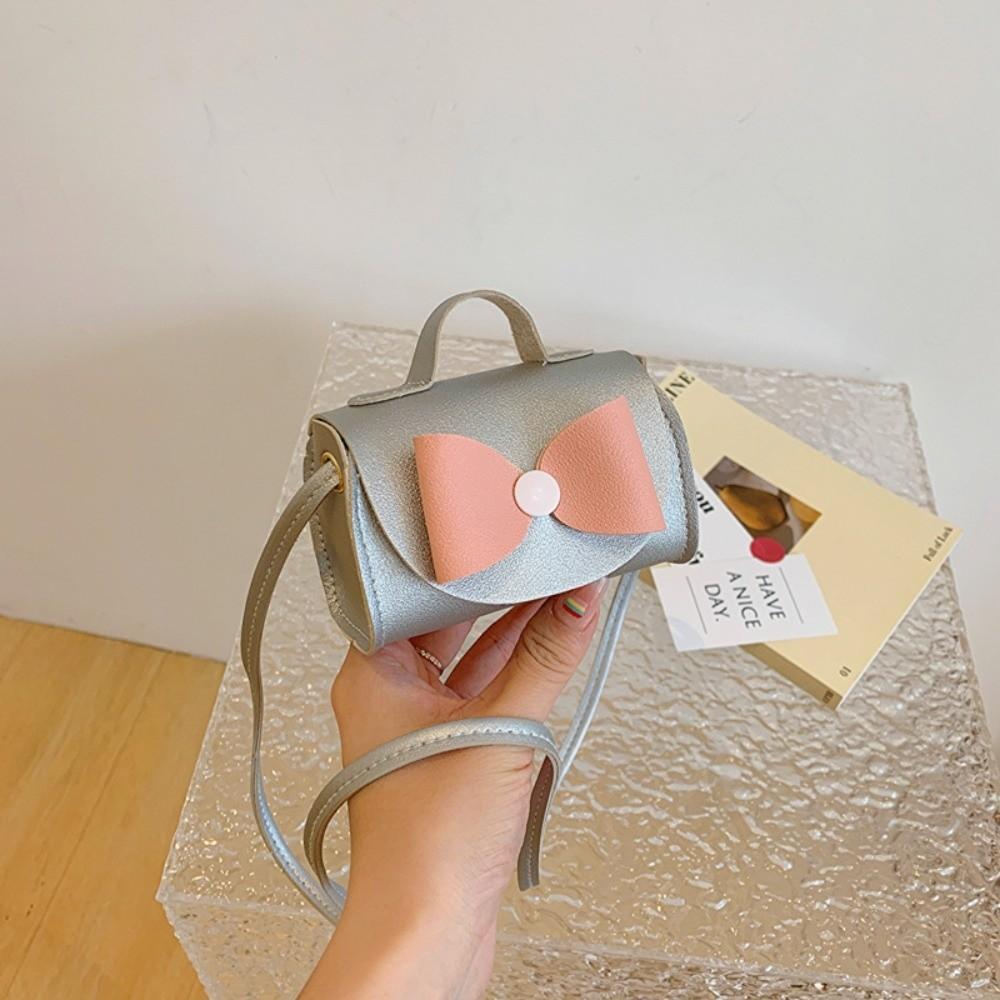 PU Material Single Shoulder Bag Trendy Square Bag Fashion Bowknot Crossbody Bag  Casual Wear серебряный