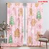 2pcs,2D Plane Printing Minimalist Curtains Cute Gingerbread Christmas 100% Polyester (without Rod) Art Deco Festive Perfect for