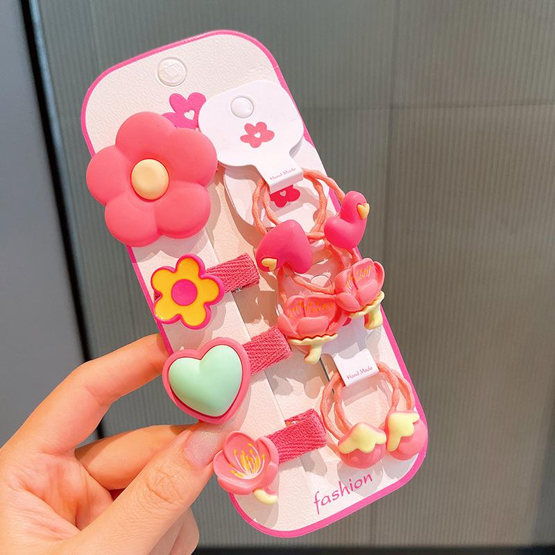 Pink 50-Piece Cute Hair Clip Set: Sweet Girly Japanese Cartoon Bangs Accessories