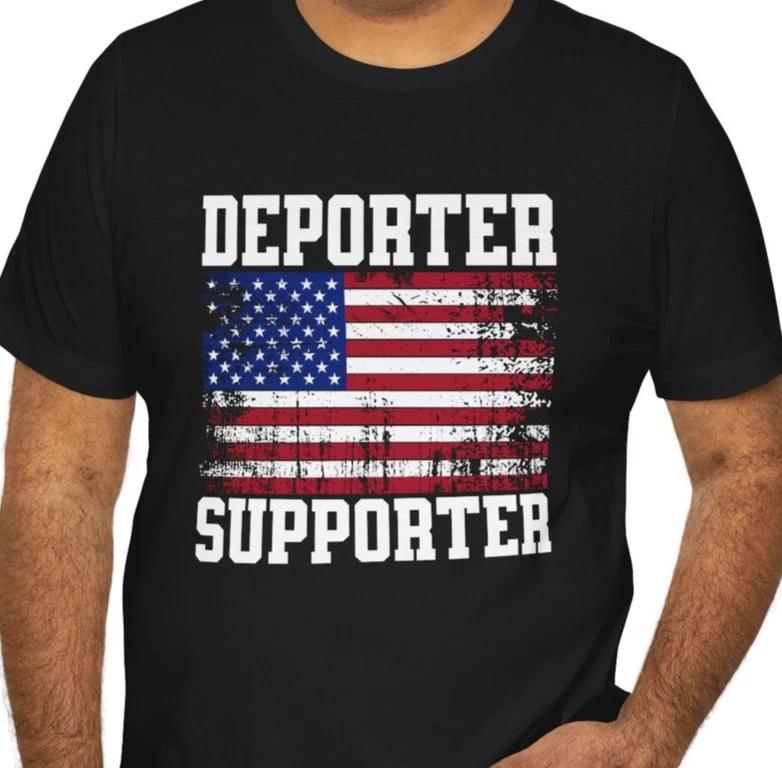 Deporter Supporter Tshirt Distressed American Flag Political Statement ICE Trump S