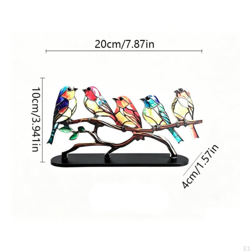 Acrylic Bird Ornament Branched Stand Tabletop Display Colorful