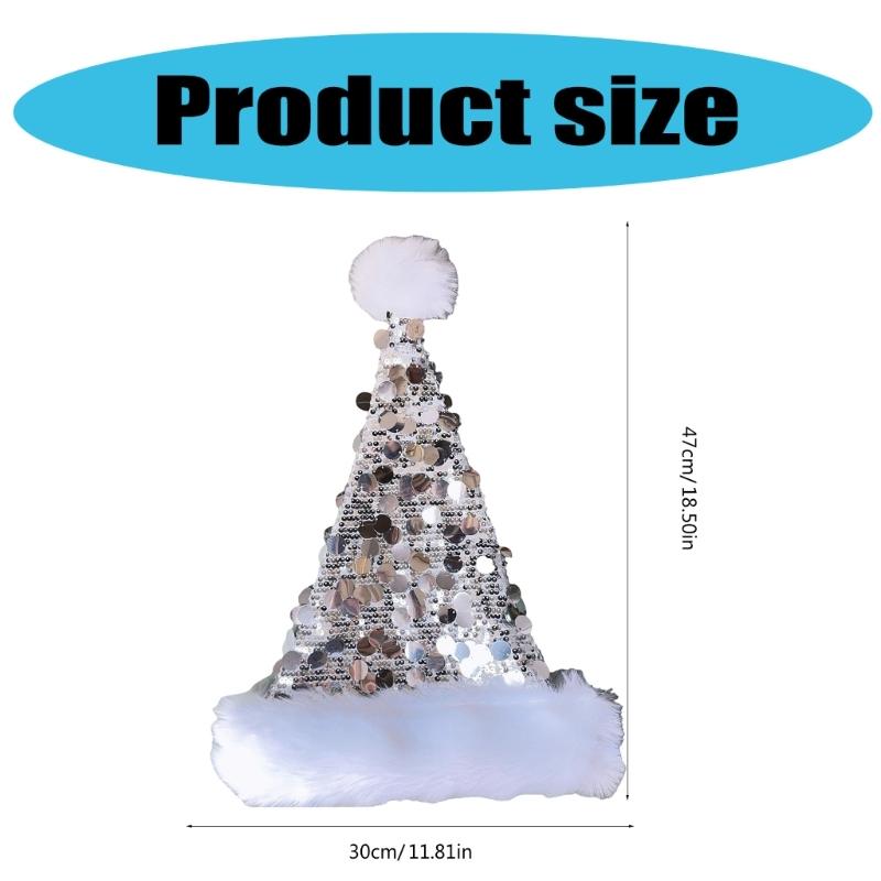Christmas Hats for Holiday Celebration Festival Props Hat All Age Small Large Sequined Santa Caps Party Gathering Headwear