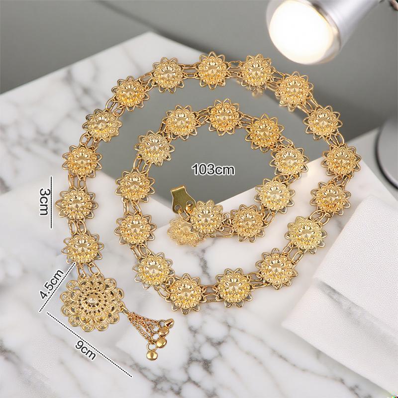 1PCS Traditional Sarong Gold Color Belt Vintage Jewelry Buckle Belt Necklace For Woman Dress Decoration