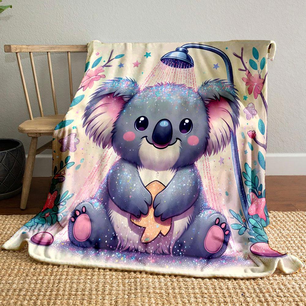Funkelndes Koala-Duschzeit-Print-Decke weich und gemütlich perfekt für das Wohnzimmer Bett Sofa oder ein Nickerchen,Geschenk