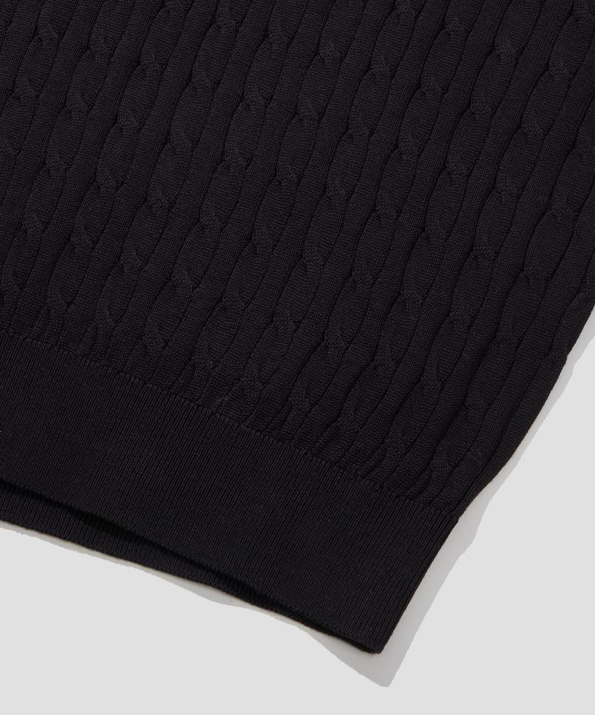 AGOD Cotton Modal Washable Crew Neck Cable Knit [Black]