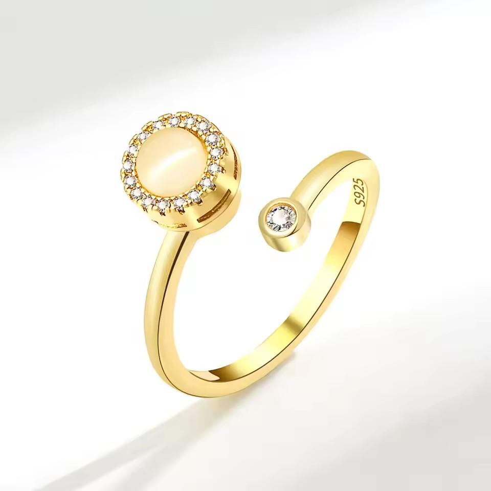 925 Sterling Silver Sunflower Diamond Zircon Rotatable Ring For Women Gift Relieve Stress Ring Jewelry