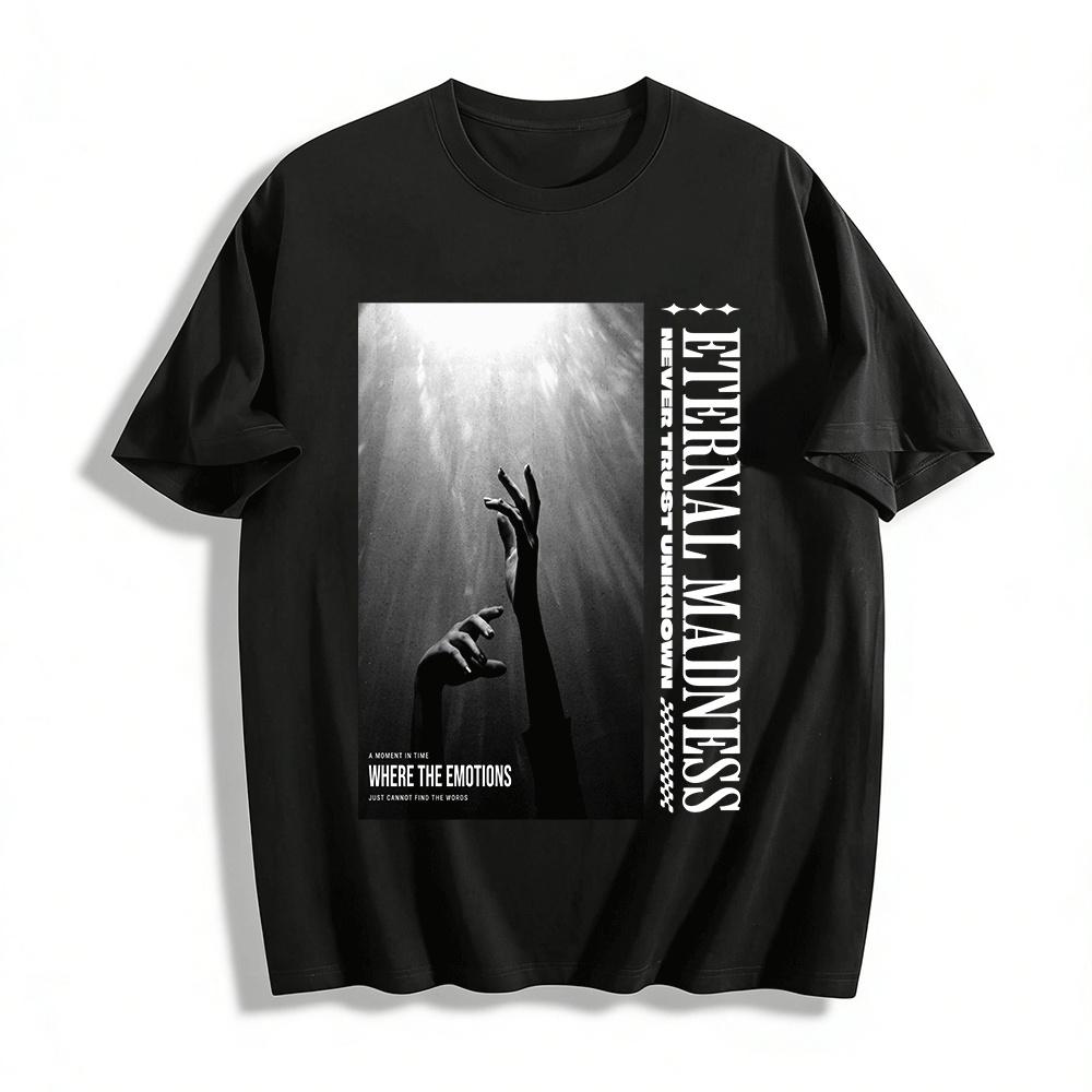 

A Moment In Time Emotion Unspoken Light And Shadow Hands Top Pure cotton T-shirt 6XL