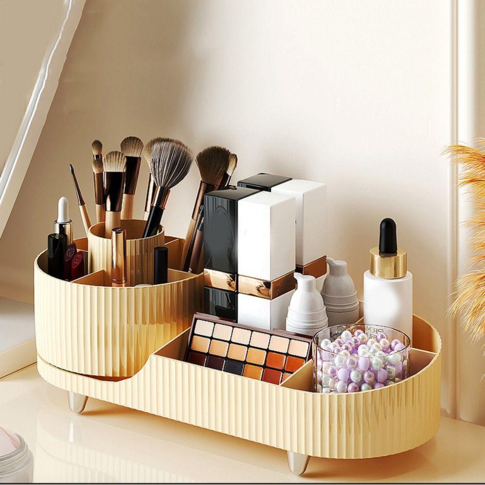 Anti-slip 360°Rotating Cosmetics Storage Box Large Capacity Makeup Organizer  Dressing Table