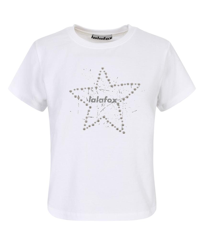 LALAFOX Lala Star Hotfix T-Shirt White White Br2Ch028