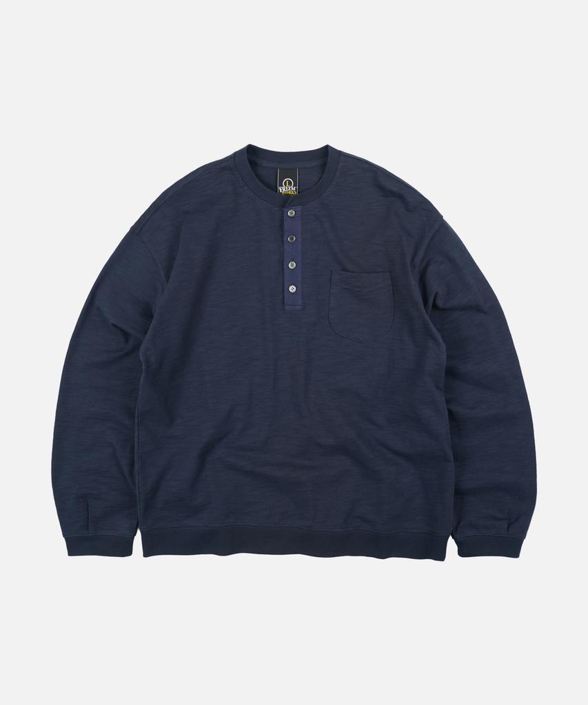 FRIZMWORKS Slub Henley Neck L/S Tee _ Navy