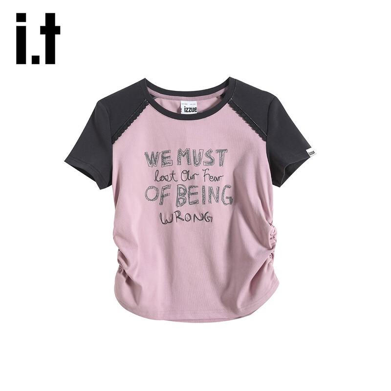 

izzueit Letter Print Spliced Short Sleeve Slim Fit T-Shirt XL
