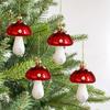 4pcs/6pcs Christmas Mushroom Hanging Decorations Red White Glossy Plastic Mushroom Ornaments with Black Dot Design, Golden Loops for Christmas Tree,