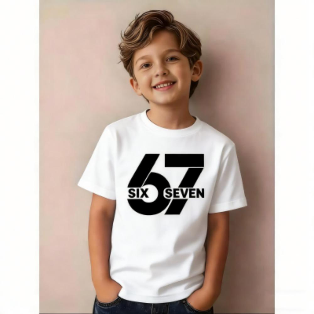 

Summer Fashion Basic Six Seven 67 Print Kids T-Shirts Summer Street Short-Sleeve Outdoor Casual Tops for Boy and Girl s Tees Top 100