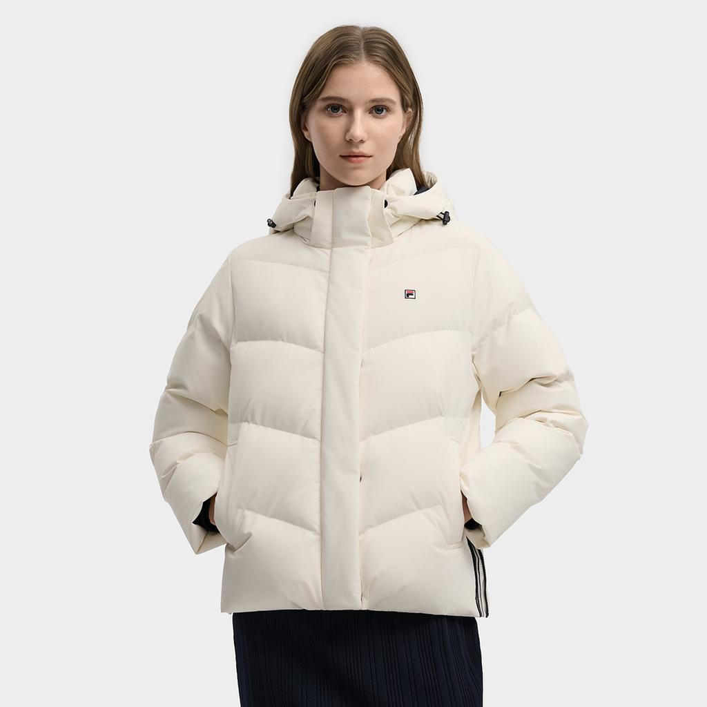 Fila Heritage Fashion Simple Casual Sports Versatile Comfortable Warm Hooded Down Jacket Women Outerwear White F11W548902FIV