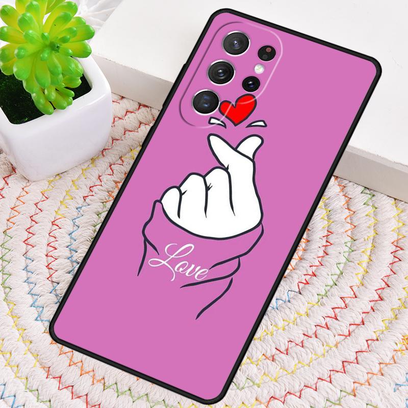 Cute Korean Font Saranghae I Love You Phone Case for Samsung Galaxy Note 10 Pro S26 Ultra S23 S24 FE S25 S21 S22 PLUS Cove