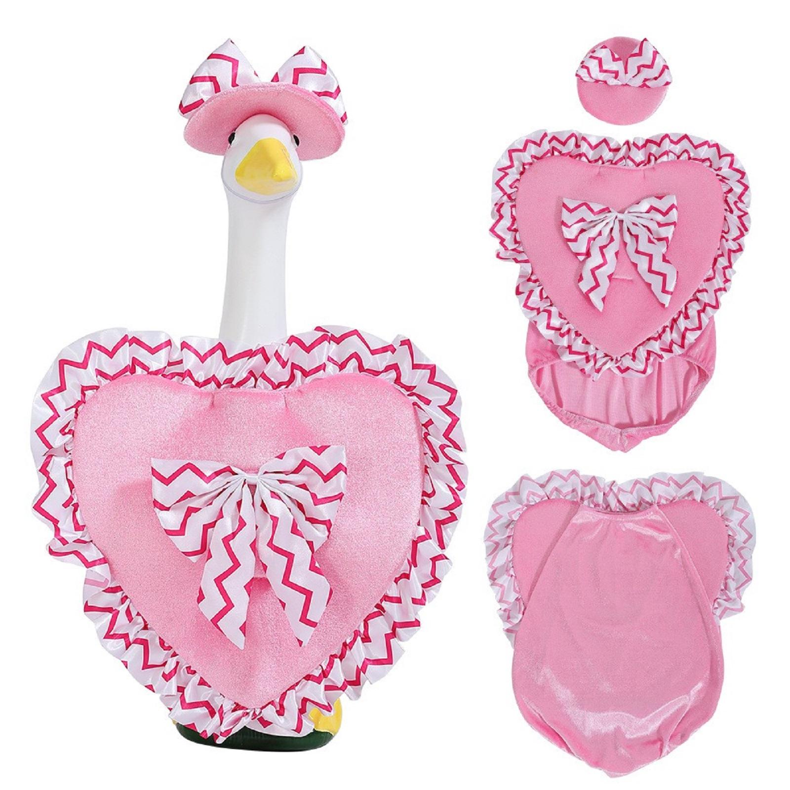 

Valentine s Day Goose Outfit Velvet Heart Holiday Costume for Cement Goose Valentine s Day Patio Yard Lawn One Size рожевий