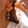 Color Scallop Flower Fringed Stud Earrings Female, Holiday Style Three-Dimensional Flower Ear Jewelry Earrings
