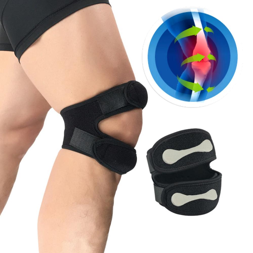 1Pcs Adjustable Double Patella Knee Strap Support Black For Running Jumper Tennis Basketball - Knee Brace For Sports