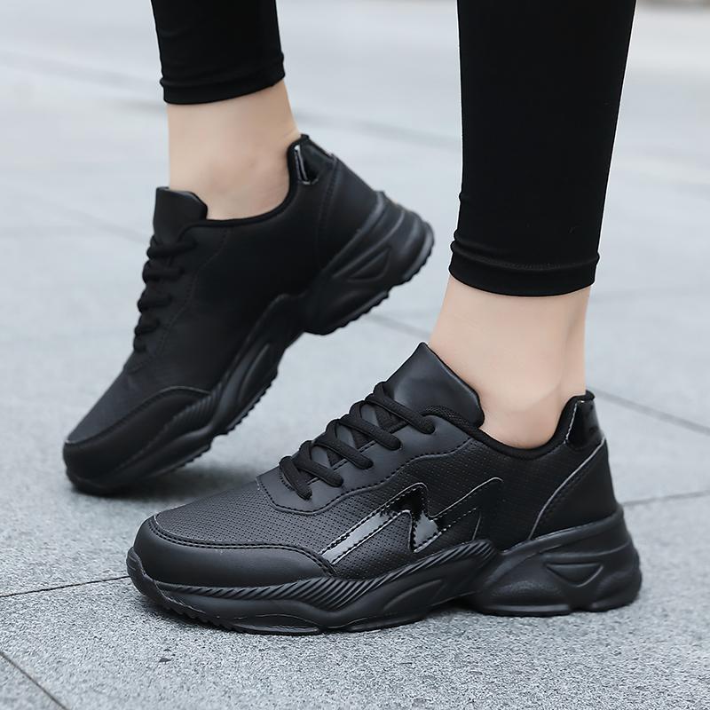 

Женские черные кроссовки для бега, повседневные спортивные кроссовки для ходьбы, кроссовки для бега, большой размер EU: 35 чёрный