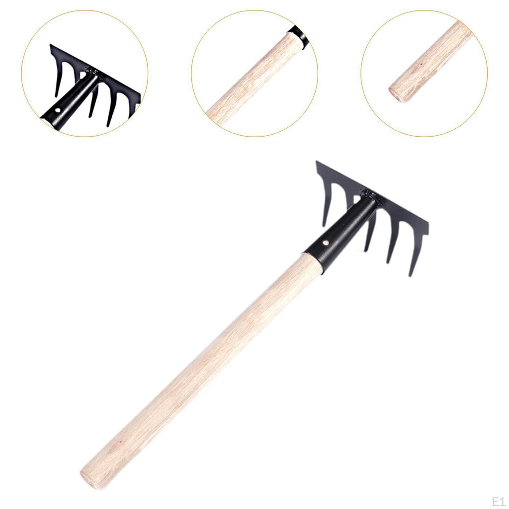 Garden Rake Claw Lightweight Wooden Handle Sturdy Sand Shell Seawater for Catching