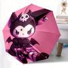 Kuromi Sanrio Automatischer Faltregenschirm mit stabilem Eisengestell, Tragbarer Kompakter Reise-Regenschirm für alle Jahreszeiten, Partys 0807077