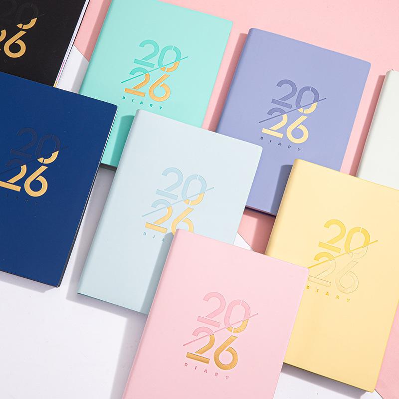 2026 Custom Printed Paper Classic Design Business Agenda Top Pu Leather Diary Hardcover Journal Planner Notebook with Pocket
