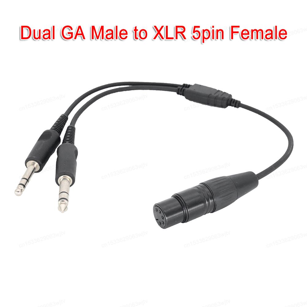 GA Dual Plugs To Airbus 5 Pin XLR Adapter Universal Aviation Headphone Cable for Aviation Communication