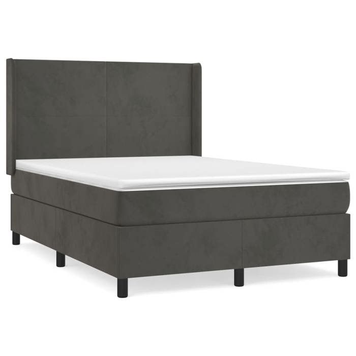 Maison Exclusive - Sommier à lattes de lit et matelas Gris foncé 140x200cm Velours